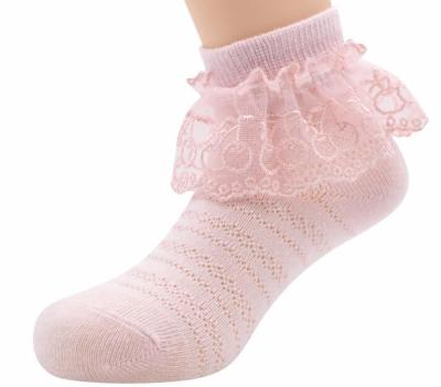 China QUICK DRY spring and fall style princess kids lace up cotton girls crew socks custom made toddler baby socks for sale