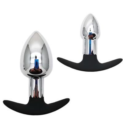 China Fun Three Sizes Metal Adult Anal Toys Anal Plug With Silicone Grip for sale