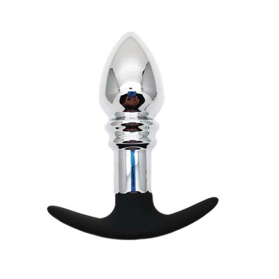 China Fun Metal Adult Anal Toys Anal Plug With Silicone Grip for sale