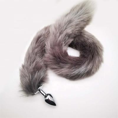 China 80cm Fox Tail Artificial Metal Flirting Anal Plug For Woman Cosplay for sale