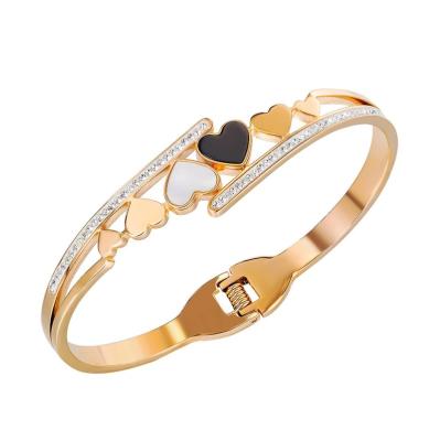 China Non Tarnish Jewelry Designer Inspired Love Heart Charm Bracelets Rose Gold Stainless Steel Bracelets For Women Jewelry for sale