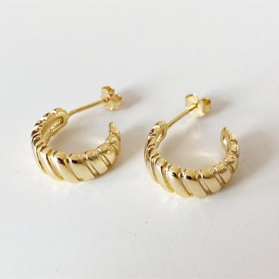 China High Quality Silver 925 Jewelry Chunky Strip CC Circle 18k Gold 925 Sterling Silver Stud Earrings For Women for sale