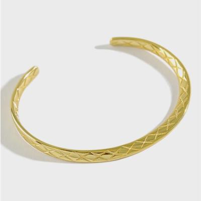 China High Quality Jewelry 925 Sterling Silver Gold Plated Open Cuff Bracelet 925 Sterling Silver Bracelet For Women for sale