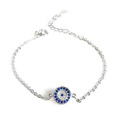 China FASHION Jewelry CZ Diamond Blue Devil Eye Charm 925 Sterling Silver Bracelet For Women from Sterling Silver 925 for sale