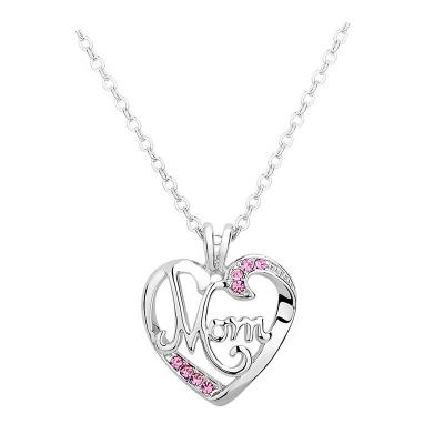 China 2022 Lead Free Nickel Free Mom Letter Love Heart Fashion Jewelry Crystal Necklace For Women pendant for sale