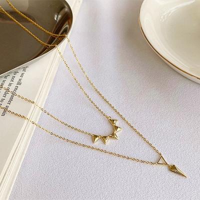 China BOHEMIA Sterling Silver 925 Jewelry Gold Plated Boho Arrowhead Layered 925 Sterling Silver Necklace For Women for sale