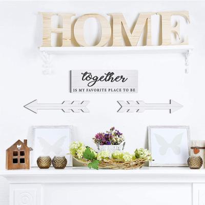 China Europe Rural 3 Piece White Wall Printing Arrow Decorative Household Wall Wood Sign for sale