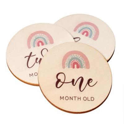 China Europe 14 Double Sided Monthly Props Milestone Cards Wooden Baby A Unique Gift For Any Occasion for sale