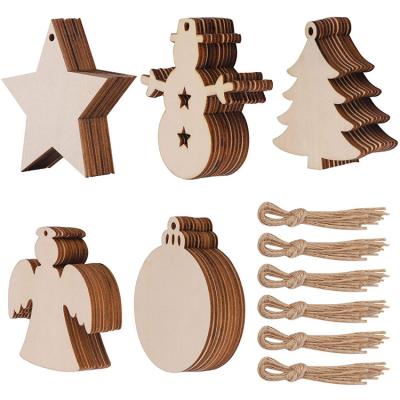 China Europe Customization Raw Paintable Empty Decoration Ornaments Solid Wood Wooden Christmas Decoration for sale