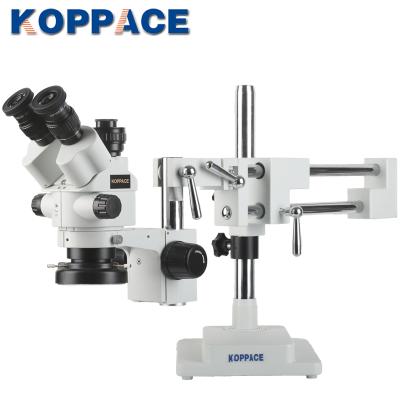 China KOPPACE 3.5X-90X Trinocular 0.5XCTV Stereo Microscope with Magnification Lock Function Double Arm Double Bracket Industrial Microscope KP-N45TR-L2 for sale