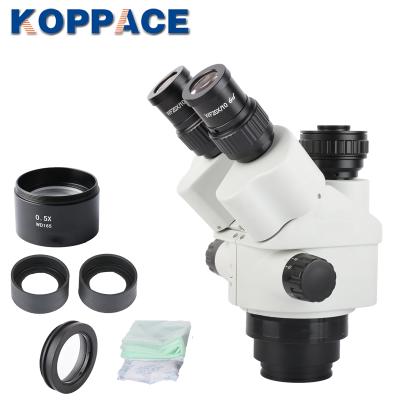 China WF20X/10 Interface Stereo Eyepiece Camera Lens 0.5X KOPPACE 7X-90X Trinocular Microscope Continuous Zoom KP-N45TR-0790 for sale