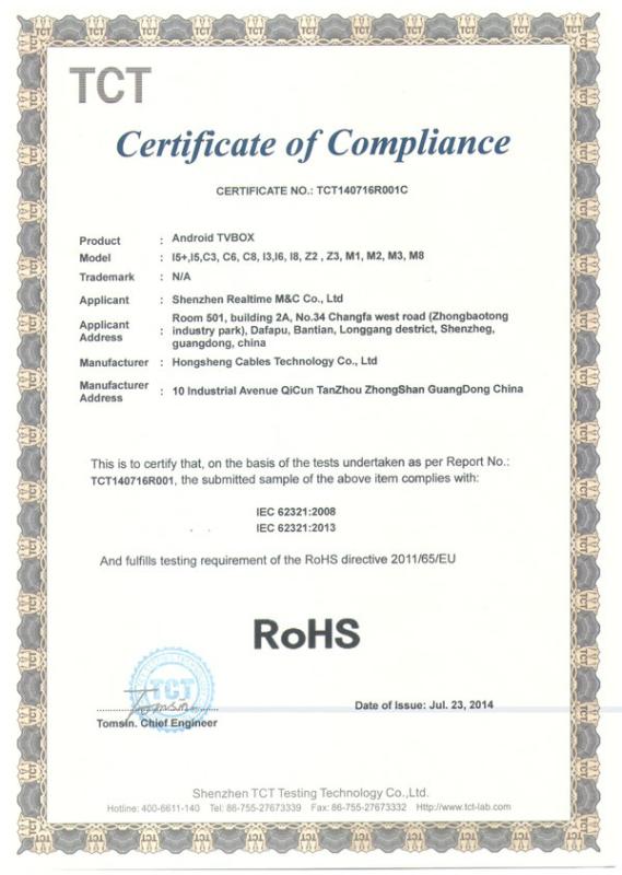 RoHS - Shenzhen Realtime M&C Co., Ltd.