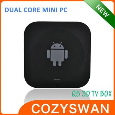 China Kundengebundenes schwarzes Doppelkasten 4GB kern Q5 3D Allwinner Mini-PC Android-4.2.2 Fernsehen3d ROM zu verkaufen