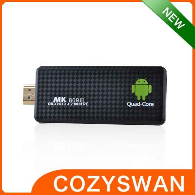 China Viererkabel-Kern 1.8GHz androider Rockchip HDMI Rockchips 3188 Dongle 2GB RAM Bluetooth MK809iii zu verkaufen