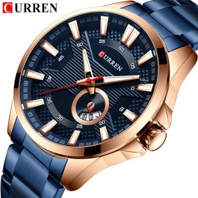 China Simple Military Wristwatches Men's Day/Date Watch Stainless Steel Business Casual Dress 8372 Quartz Watches Men Wrist Relogio Masculino for sale