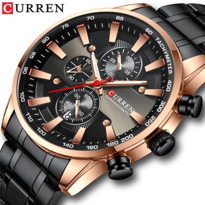 China Top Brand Curren 8351 Water Resistant Watch For Men Fashion Quartz Sports Wristwatch Chronograph Clock Date Watches Stainless Steel Male Watch for sale