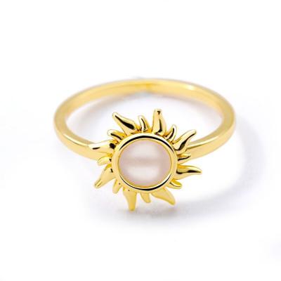 China TRENDY Ring 18k Gold Plated Sun Ring Stainless Steel Minimalist Ring Jewelry Women Girl Statement for sale