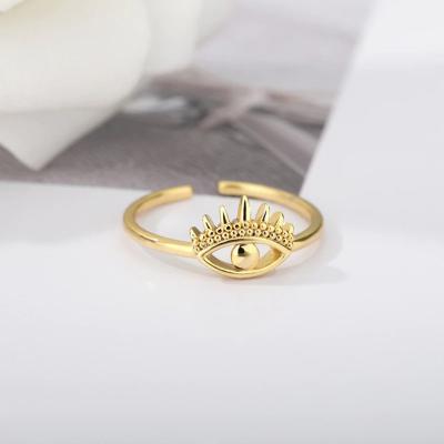 China TRENDY Minimalist Ring Jewelry 18k Gold Plated Ring Women Girl Stainless Steel Open Eye Adjustable Ring for sale