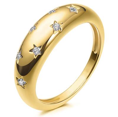 China FASHIONABLE High End Sparkle Rings Diamond Rings Stainless Steel Jewelry 18k Pvd Gold Plating North Star Stainless Steel for sale