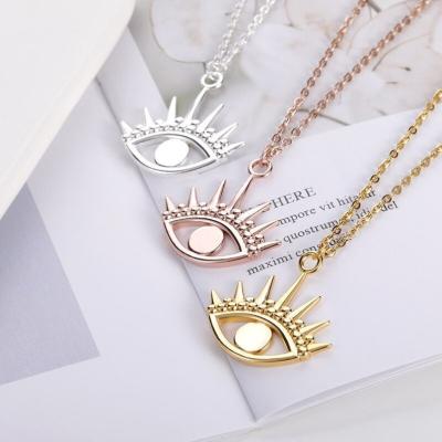 China Women TRENDY Girl Layering Necklace 18k Gold Plated Eye Charm Necklace Stainless Steel Eye Pendant Necklace for sale