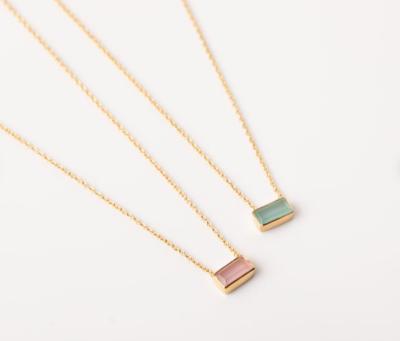 China CLASSIC Blue Green Minimalist Necklace Chain Necklace Women Natural Stone 18K Gold Gift for sale