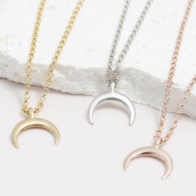 China Charm TRENDY Necklace Gold Fashion Crescent Moon Necklace Stainless Steel Mini Moon Necklace Jewelry for sale