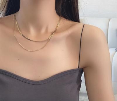 China Hiphop 2-6mm Stainless Steel Snake Choker Chain Fishbone Necklace Flat Gold Necklace Chain Jewelry for sale