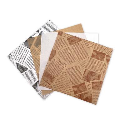 China Custom Printed Paper Grease Resistant Wrapping Paper Waterproof Sandwich Wrapping Wrap Grease Resistant Kraft Paper for sale