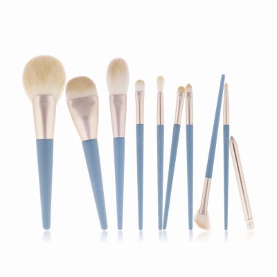 China Hot Selling 10pcs Makeup Brush Rounded shape+flat+smudge sweeps powder blue eyeshadow blush brush makeup set brush for sale