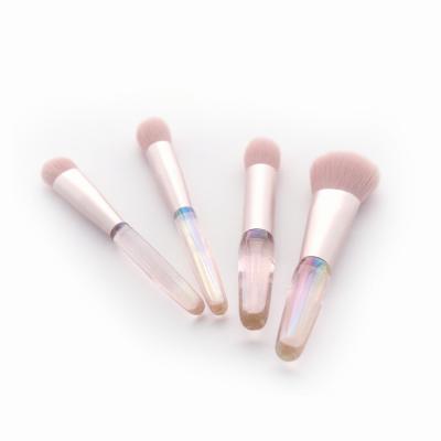 China Portable Crystal Clear Face Handle Makeup Brushes Travel Makeup Brush Set Bling Custom Logo Rainbow Makeup Brushes for sale