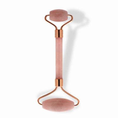 China Natural Facial Roller Double Face Lift Rose Quartz Roller Massager Eye Face Jade Roller for sale