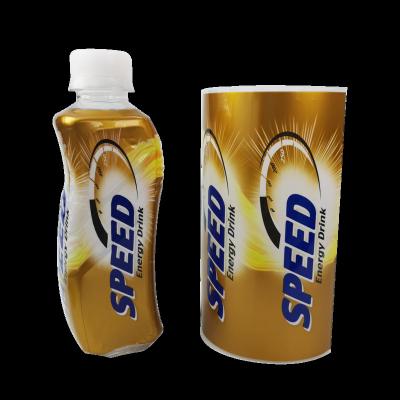 China Waterproof High Quality PET Shrink Label For Irregular Bottle With Gold Printing for sale