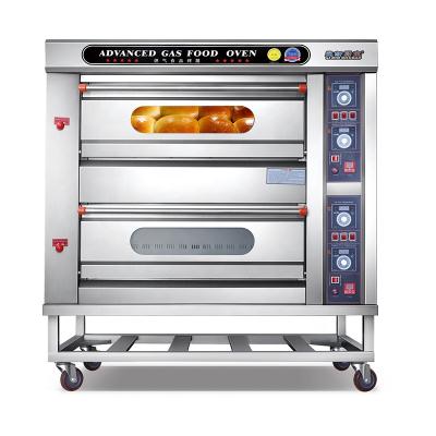 China Bakery Restaurant bakery bread baking equipment customized two layers gas pizza oven for commercial for sale