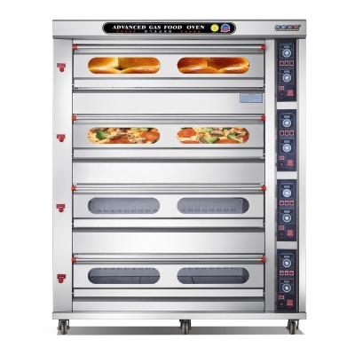 China Bakery Commercial kitchen baking equipment 4 deck 16 tray professional gas bread pizza oven for bakery for sale