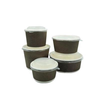 China Recyclable Disposable Round Take Out Kraft Paper Bowl Corrugated Three Layer Bowl Fast Food Breakfast Soup Rice Salad Packing Box for sale