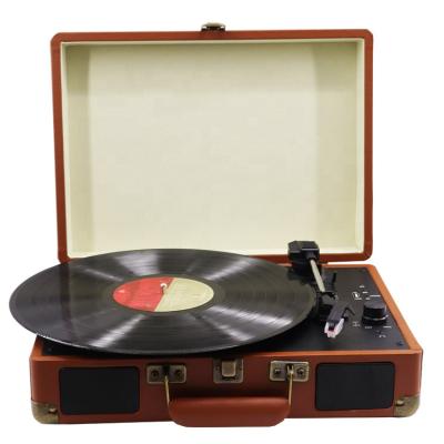 China Factory Supply 3 Speed ​​Wood Direct Turntable Retro Suitcase Portable Vinyl Record Player for sale