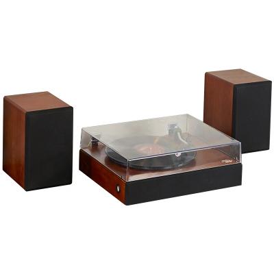 China Retro New Arrival Wooden Turntable Super Bass Speaker Set Multifunctional Wooden Vinyl Turntable High Fidelity Record Player for sale