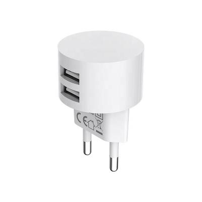 China Fireproof Wholesale Dual Port Wall Charger Eu 5V2.4A Charger PC European Usb Plug for sale