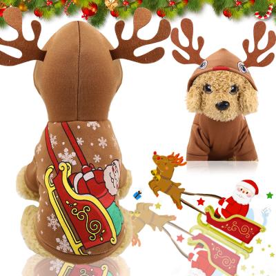 China Sustainable Christmas Clothes Hoodies Matching With Dogs Elk David Deer Sleigh For Dog Pet Cat for sale