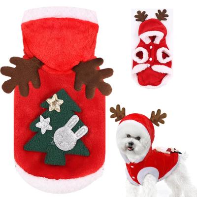 China Viable Holiday Sweaters Dog Hoodie Gear Clothes For Dogs Designs Custom Logo Christmas Santa Tree Dog Christmas Coats And Jackets 2pcs for sale