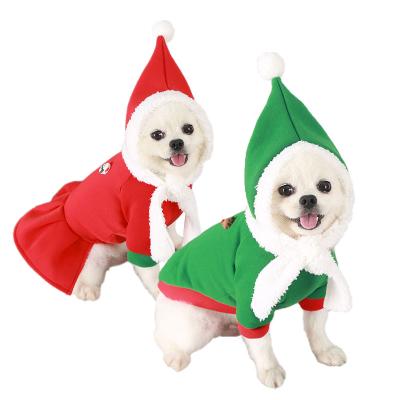 China Viable Winter Dog Christmas Couples Clothes Dress With Hat Set Clothes Pet Custom Thicken Christmas Pet Clothing And Accessories for sale