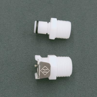 China LUMINOUS Acetal 1/4NPT Thread Pipe Couplings Body Inline Air Valved Quick Threaded Bushing Couplings For Beer Line 1/8