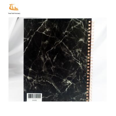 China New Product Korean Style Stationery Printed Black Marble Gold Foil Cover Spiral Wire Travel Notebook for sale