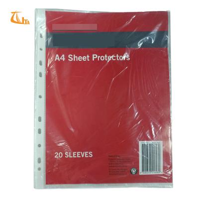 China Office 11 20 30 Holes PP Document File Bag Punched Hole Sheet Protector for sale