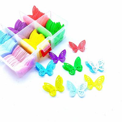 China Edible Blue Pink White Happy Birthday Decoration Hollowed Out Butterfly For Cake Cupcake Wafer Paper for sale