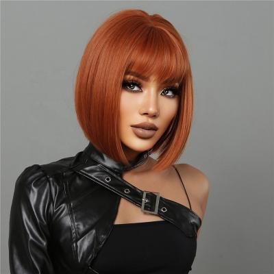 China Wave Ginger Orange Synthetic Wigs Short Bob Body Straight Wigs For Color Women Cosplay Costume Natural Hair Wig Heat Resistant Fiber for sale