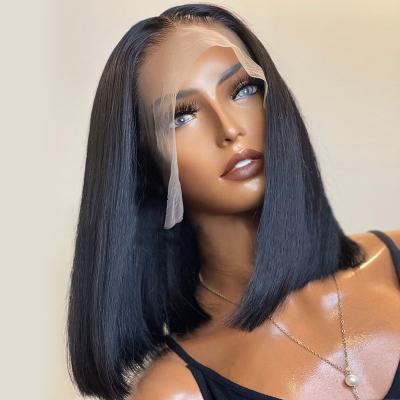 China Short Bob Wig Straight 13x4 Body Wave Lace Front Human Hair Wigs For Women Brazilian Virgin Hair Closure Wig for sale