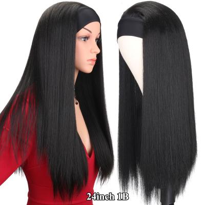 China Long Silky Straight Hairband Wig Heat Resistant Synthetic Women's Headband Wig Black/Brown/Hair Wigs Mix Color For Women Daily Wear for sale