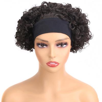 China 6Inch Glueless Headband Women's Synthetic Hair Wave Silky Short Straight Curly Wig Hairband Curly Wigs For Women Daily Use Heat Resistant Fiber for sale