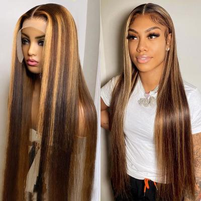 China Best Body Wave 2023 Hair 13x4 Lace Frontal Hair Wigs For Woman Ombre Lace Front Wig Honey Blonde Straight Lace Front Wigs for sale